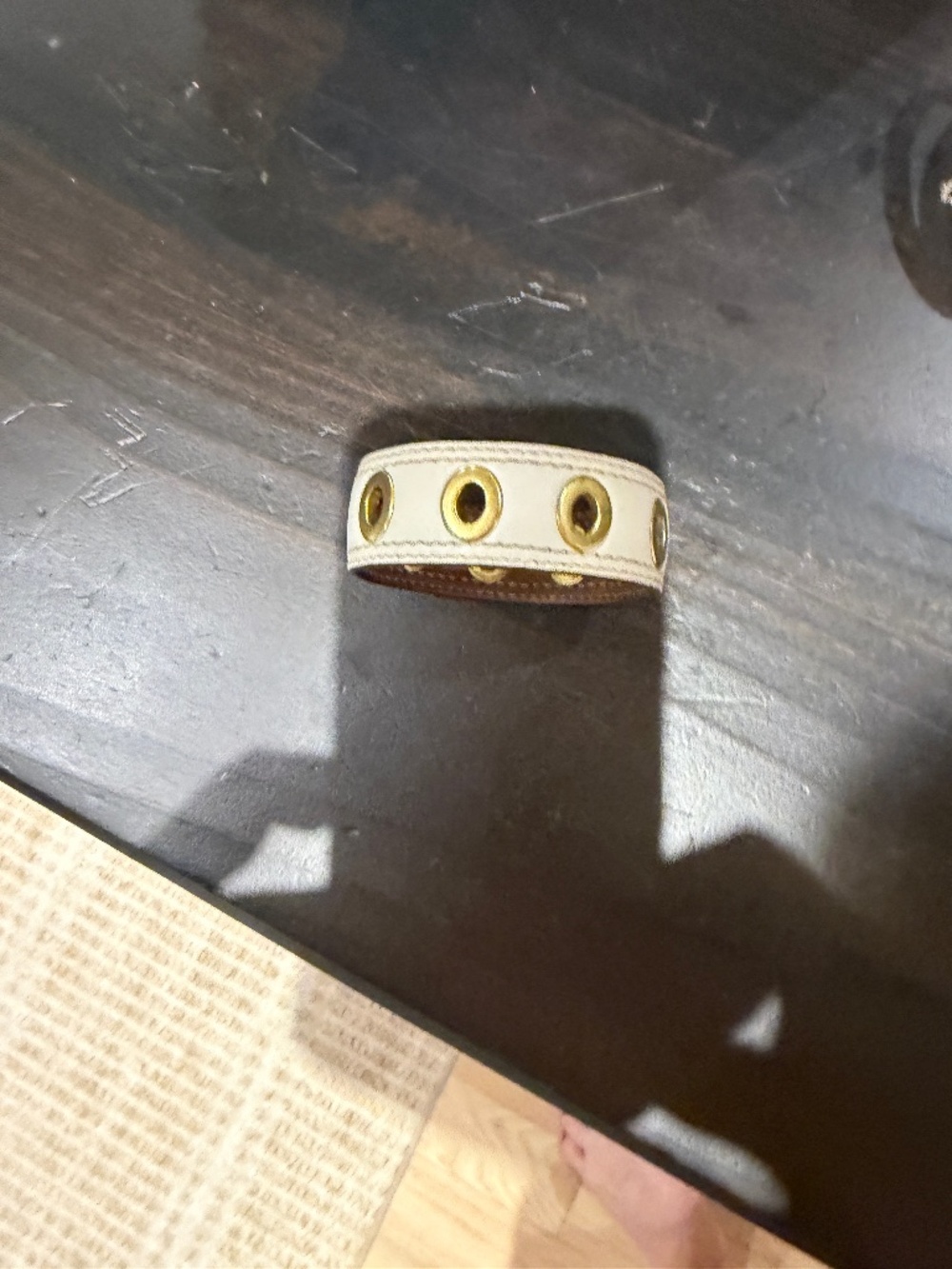 Coach white leather and gold grommet bracelet